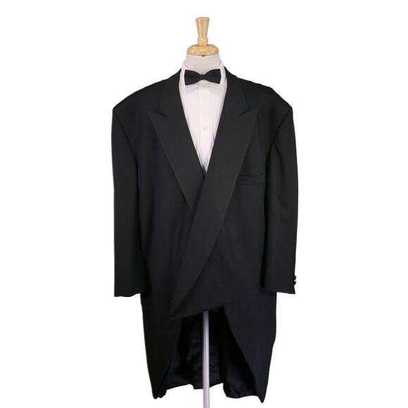 Adrian Jules Bespoke Handmade Black Formal Tuxedo Tails Jacket Blazer 54R Portly - Picture 1 of 10